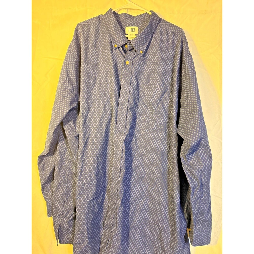 HB Long Sleeve Blue Pattern Dress Shirt Men's Big and Tall 3XLT 3X 3XL Preppy
